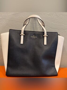 kate spade Black and White Saffiano Leather Tote